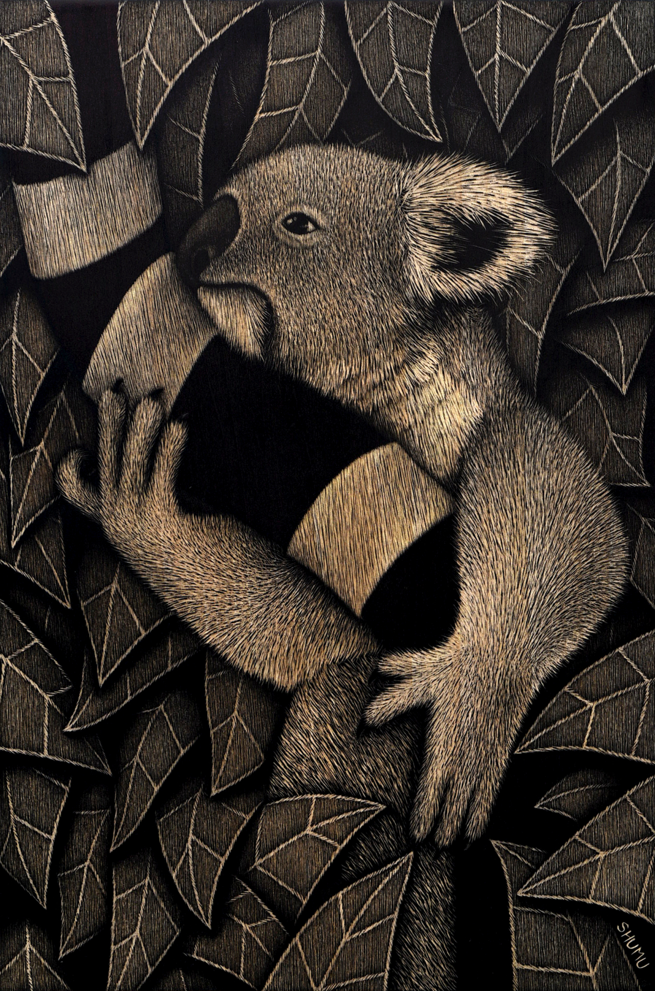 슈무, 코알라 10, 목판, 45&times;30cm, 2020