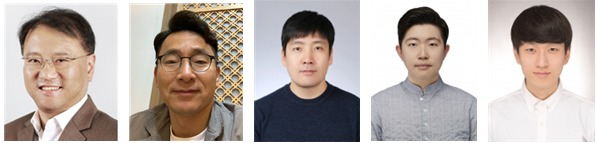 (왼쪽부터) 박용화 교수, 김영기 대표, 이경태 박사과정, 김성후 박사과정, 남현욱 박사과정 [KAIST 제공]