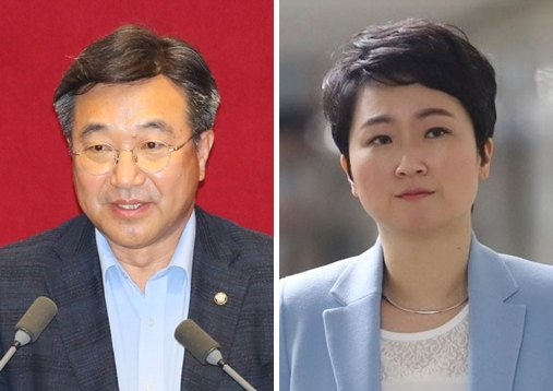 윤호중 더불어민주당 의원(왼쪽)과 이언주 미래통합당 전 의원. [연합]