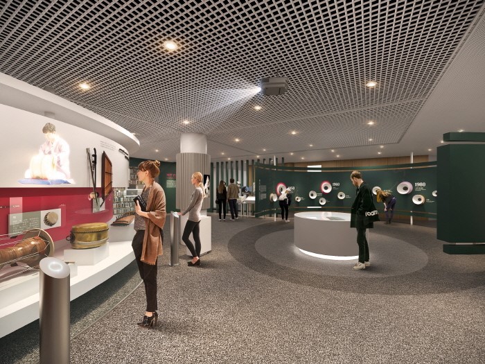 Visitors view the exhibits on display at “From Moran Hill to the Daedong River: Traditional Performing Arts of North Korea” at the Gugak Museum in Seocho-gu, southern Seoul. (National Gugak Center)