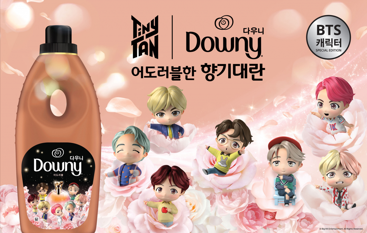 방탄소년단 캐릭터 ‘타이니탄(TinyTAN)’이 그려진 다우니 어도러블 [사진제공=한국 P&G]