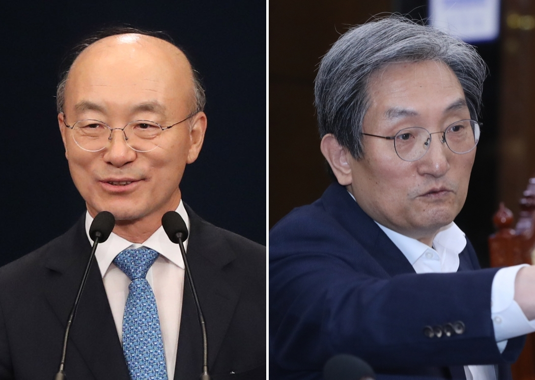 김조원 전 청와대 민정수석(좌)과 노영민 청와대 비서실장(우)[연합]