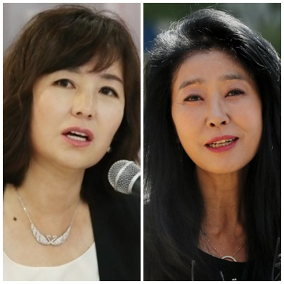 공지영 작가(왼쪽)와 배우 김부선 씨. [연합]