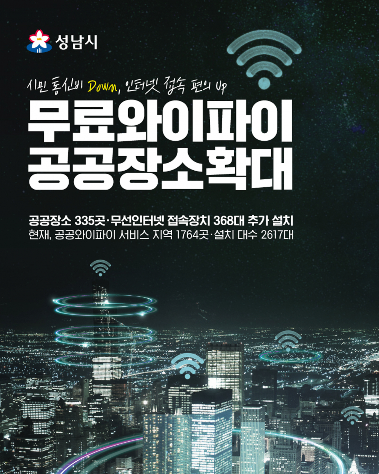 성남시 공공와이파이 SNS 홍보 포스터.
