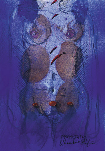 이두식, 생의 기원, 종이에 혼합재료, 26x18cm, 1987