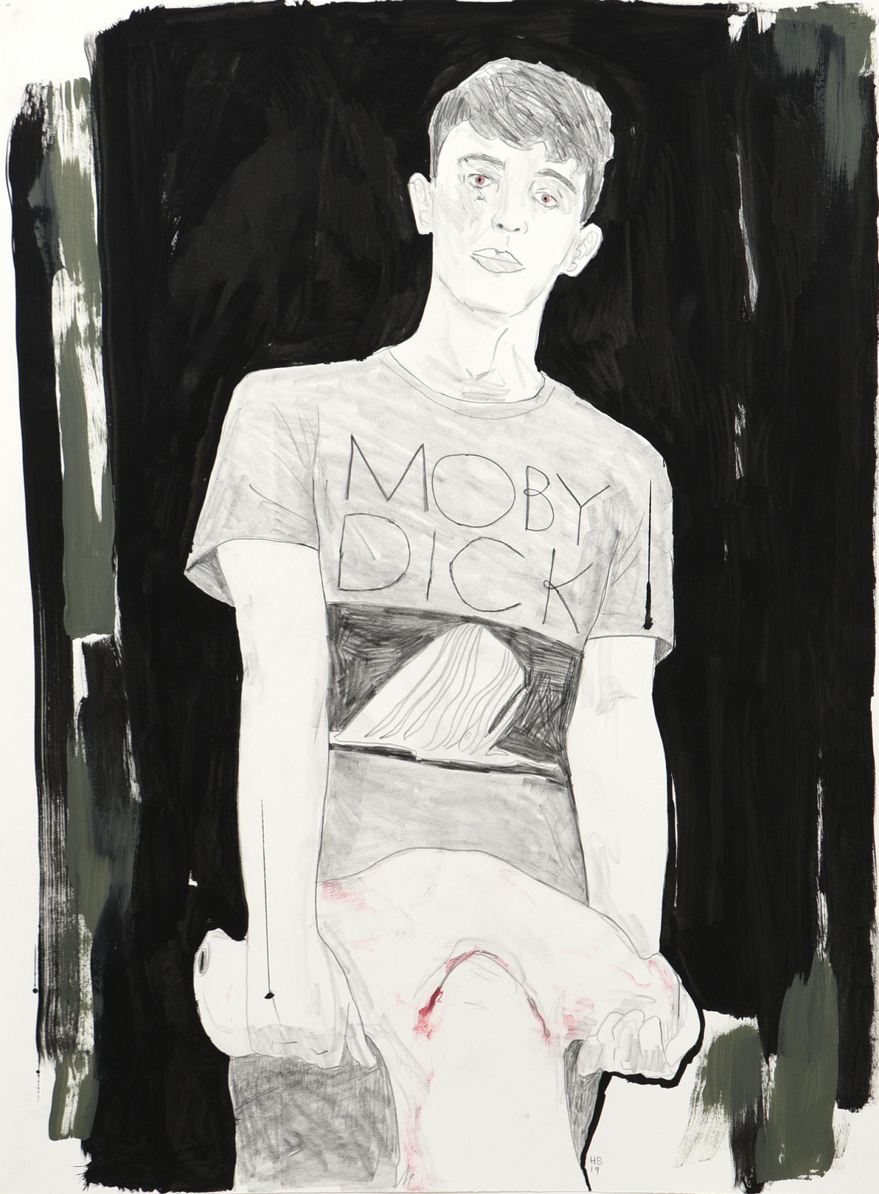 헤르난 바스, A Moment Eclipse (Study), 종이에 연필, 수채, 76.2&times;57.2cm, 2019