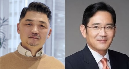 김범수 카카오 이사회 의장(왼쪽)과 이재용 삼성전자 부회장