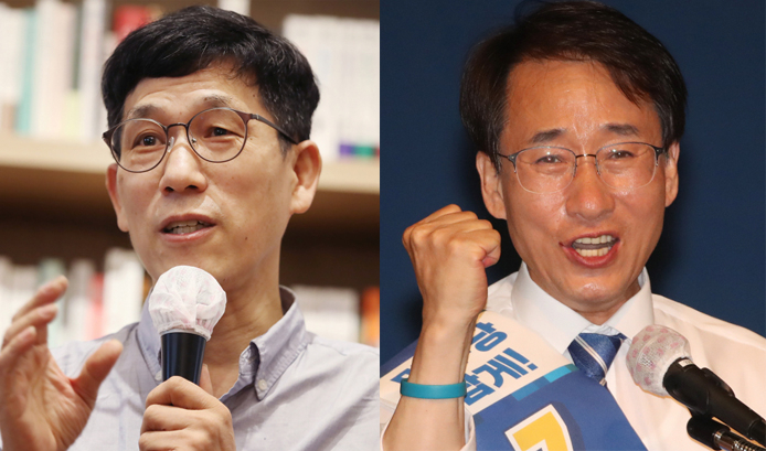 진중권 전 동양대 교수(왼쪽)과 이원욱 더불어민주당 최고위원 후보. [연합]
