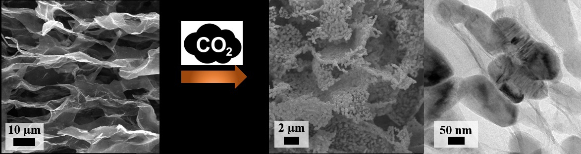 CO2를 이용하여 맥신을 산화하고 이를 양극과 분리막에 적용한 모식도. 박리된 맥신 입자를 CO2 분위기에서 산화시키면 표면에 타이타늄옥사이드가 생성된다. 이를 이용해 황과 혼합하여 복합분말을 제조할 수 있으며, 분리막 위에 도전재와 바인더 없이 균일하게 코팅할 수 있다.[KAIST 제공]