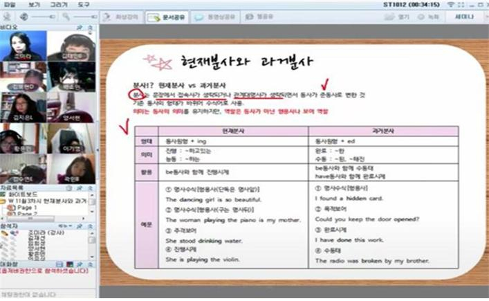 온라인 수업 장면.