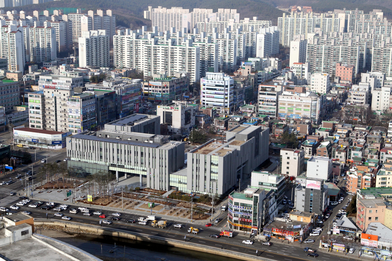 용인 수지구 중심지역 전경.