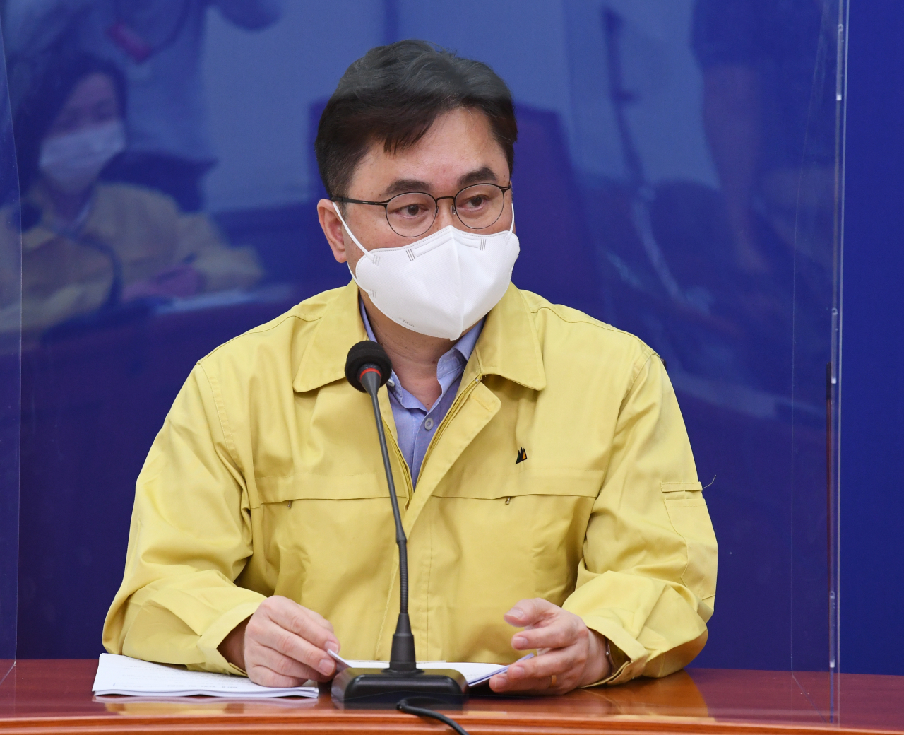 김종민 더불어민주당 최고위원이 31일 오후 서울 여의도 국회에서 열린 이낙연 당대표 주재 최고위원회의에 참석하고 있다. [연합]