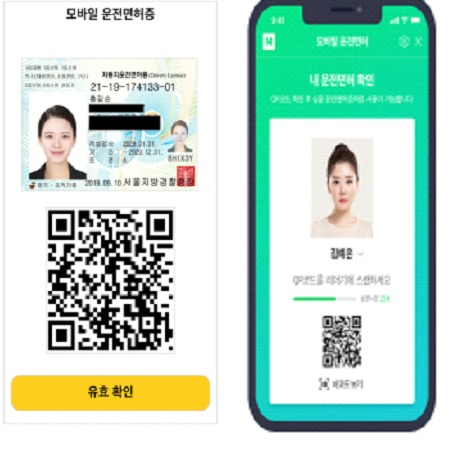 카카오톡, 네이버 앱에 구현된 모바일 운전면허증 [과기부 제공]