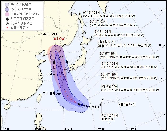 초강력 태풍  ‘하이선’,  7일 남해→대구→춘천 관통 예상