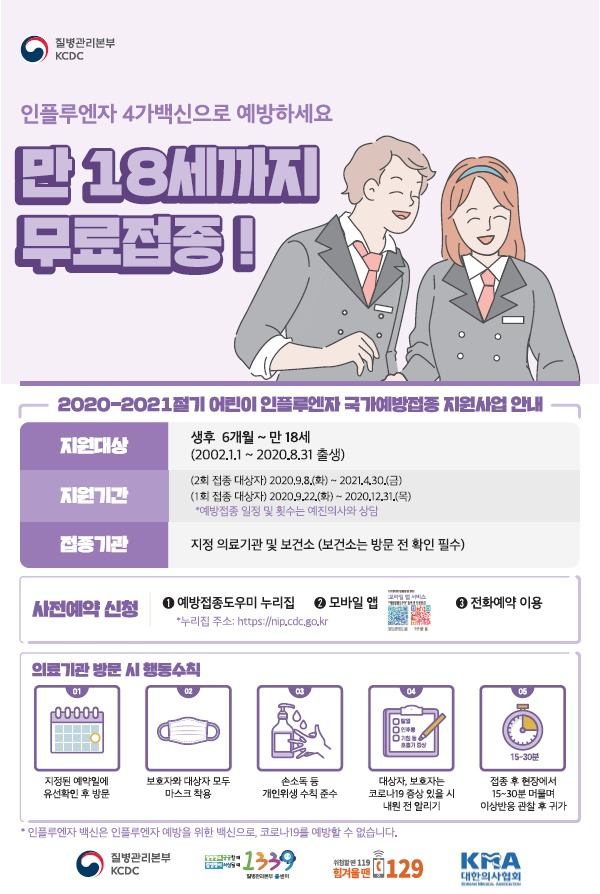 인플루엔자 예방접종 포스터.