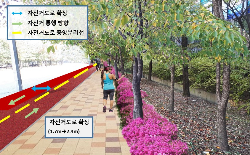 송파대로 6길 자전거 전용도로 예시. [송파구 제공]