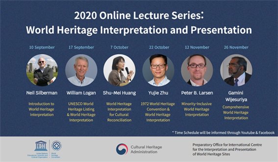Poster for the “Understanding World Heritage Interpretation and Presentation” online lecture series (CHA)