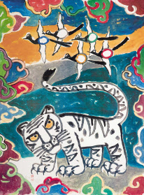 노당 서정묵, 설호도(雪虎圖), 비단에 채색, 51 x 140cm, 1974. 코리아나미술관 소장. [코리아나미술관 제공]