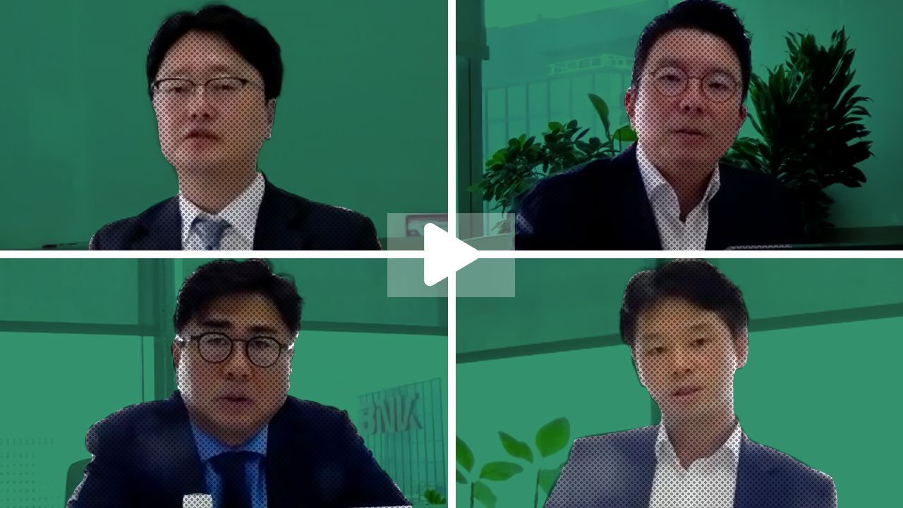(Clockwise from top left corner) Yeom Seong-oh, managing director at Korea Ratings; Jin Hyung-joo, head of Alternative Investment Division and managing director at Hana Financial Investment; Park Don-ghi, division head of Energy & Infrastructure at Kiwoom Asset Management; and Park Hee-jun, president and CEO of Energy Innovation Partners, speak during the Infrastructure Investor Seoul Summit Virtual Experience 2020 on Tuesday. (PEI)