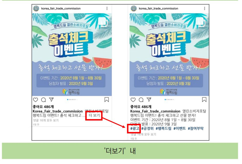 공정거래위원회가 부적절한 위치로 규정한 경제적 이해관계 표시. [공정위 안내서 캡처]