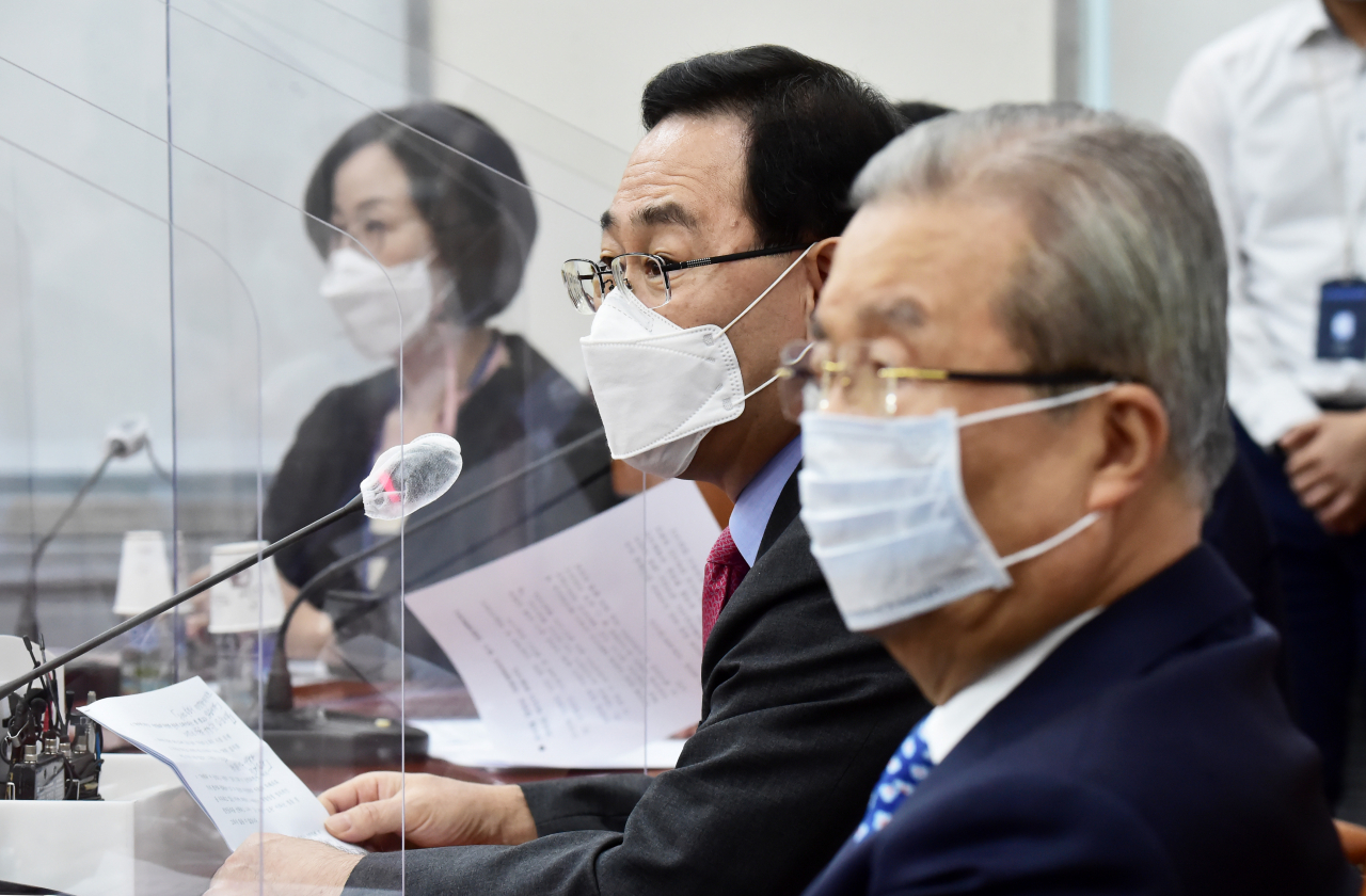 주호영 국민의힘 원내대표가 14일 오전 서울 여의도 국회에서 열린 비상대책위원회의에서 발언하고 있다. [연합]