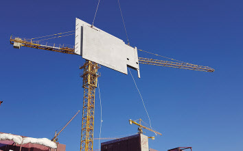 PC(Precast Concrete, 공장에서 제조된 콘크리트 제품) 공법을 활용한 아파트 시공 현장의 모습. [현대건설 제공]