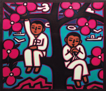 이만익, 꽃피는 시절, 캔버스에 유채, 45.5&times;53cm