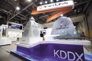 지난해 국제해양방위산업전(MADEX) 2019에서 전시한 ‘KDDX 통합마스트(IMAST)’ 이미지. [한화시스템 제공]