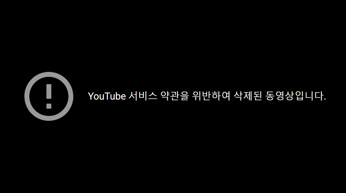 해당 유튜브 채널에 삭제된 영상 화면[유튜브 화면 캡처]