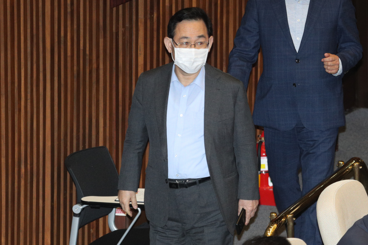 주호영 국민의힘 원내대표가 16일 국회 본회의에 참석하고 있다. [연합]