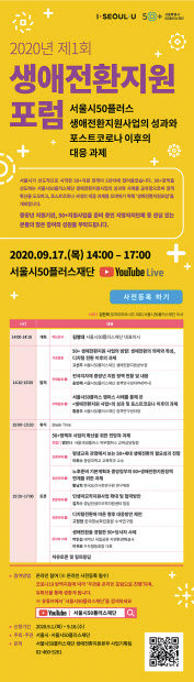 서울시50플러스재단 제1회 생애전환지원포럼 웹 포스터.