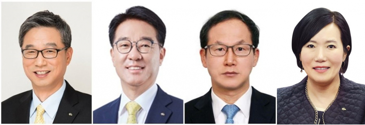 사진 왼쪽부터 허인 KB국민은행장, 이동철 KB국민카드 사장, 양종희 KB손해보험 사장, 박정림 KB증권 사장.