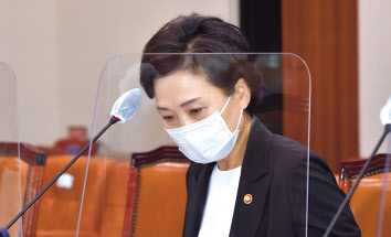 김현미 장관이 지난 11일 국회에서 열린 국토교통위 전체회의에 출석하고 있다. [연합]