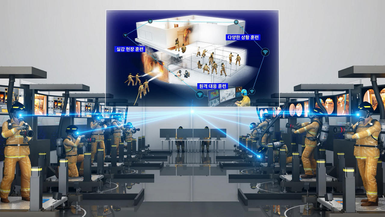 네트워크 기술 고도화 시 구현 가능한 대규모 가상 집체교육 모습.[ETRI 제공]