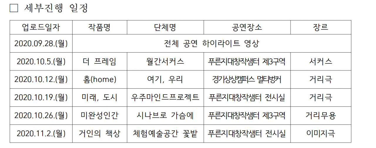 숲속의 랜선파티 일정표