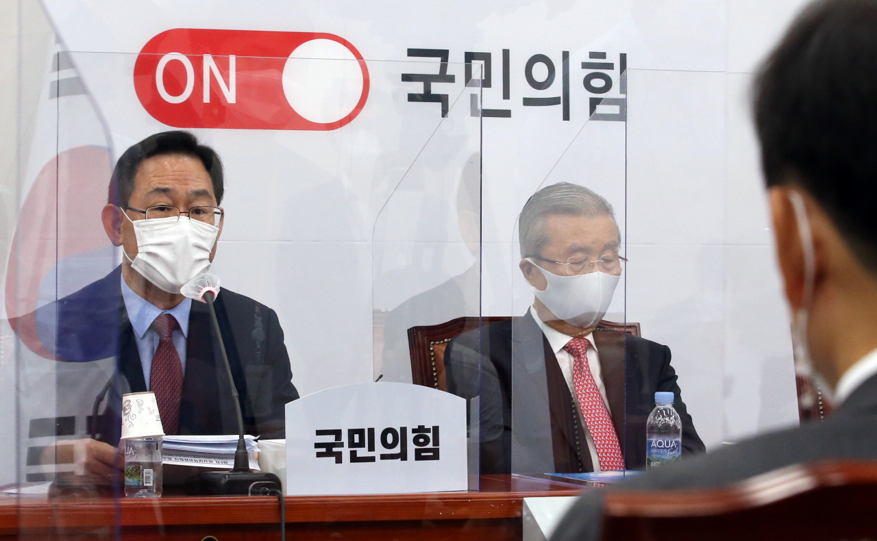 국민의힘 주호영 원내대표가 24일 서울 여의도 국회에서 열린 비상대책위원회의에서 발언하고 있다. [연합]