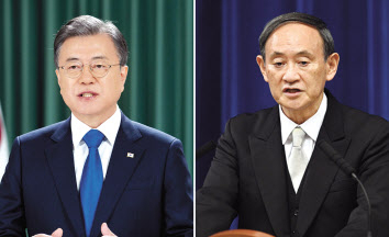 문재인 대통령과 스가 요시히데 일본 총리.