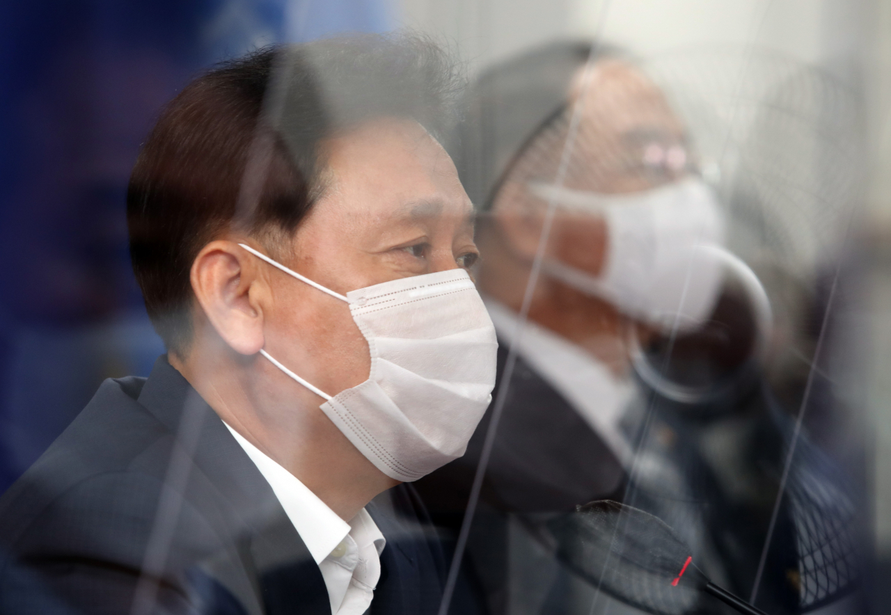 이광재 더불어민주당 K뉴딜위원회 총괄본부장이 23일 국회 의원회관에서 열린 제2차 한국판 뉴딜 당정 추진본부 회의에서 발언하고 있다. [연합]