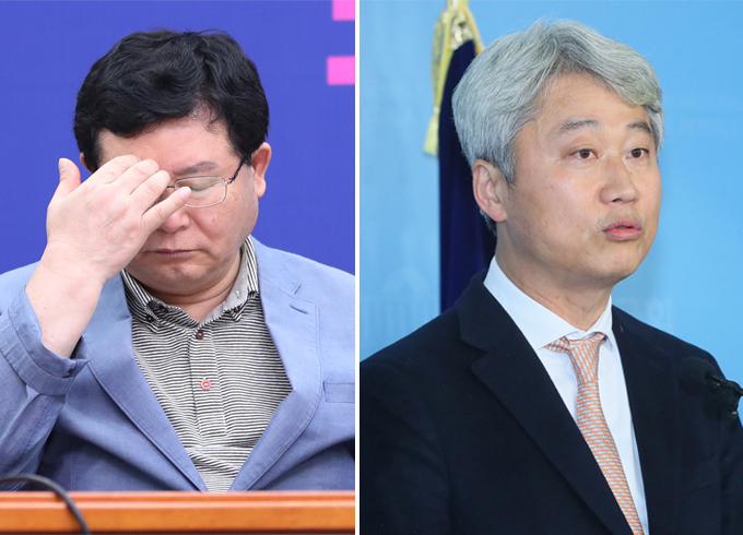 설훈 더불어민주당 의원(왼쪽)과 김근식 경남대 교수. [연합]