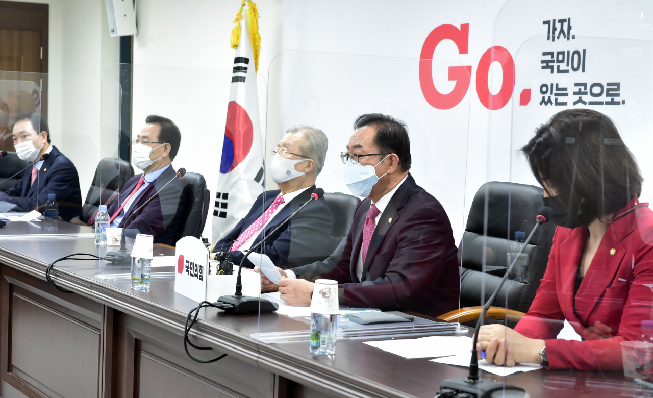 이종배 국민의힘 정책위의장이 5일 서울 여의도 국민의힘 중앙당사에서 열린 비상대책위원회의에서 발언하고 있다. [연합]