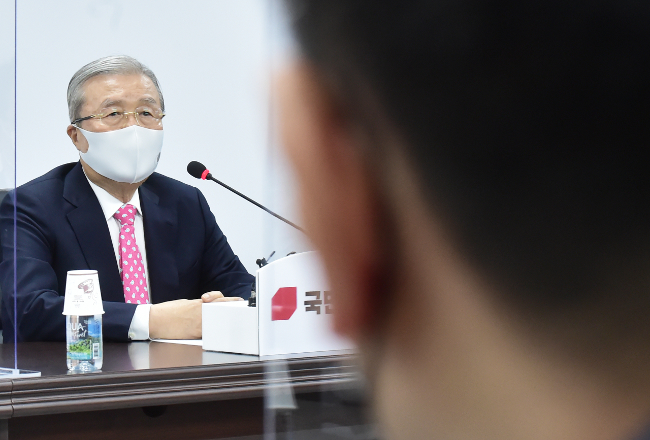 김종인 국민의힘 비상대책위원장이 5일 서울 여의도 국민의힘 중앙당사에서 열린 비상대책위원회의에서 발언하고 있다. [연합]