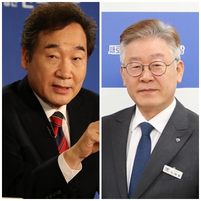 이낙연(왼쪽)과 이재명(오른쪽)