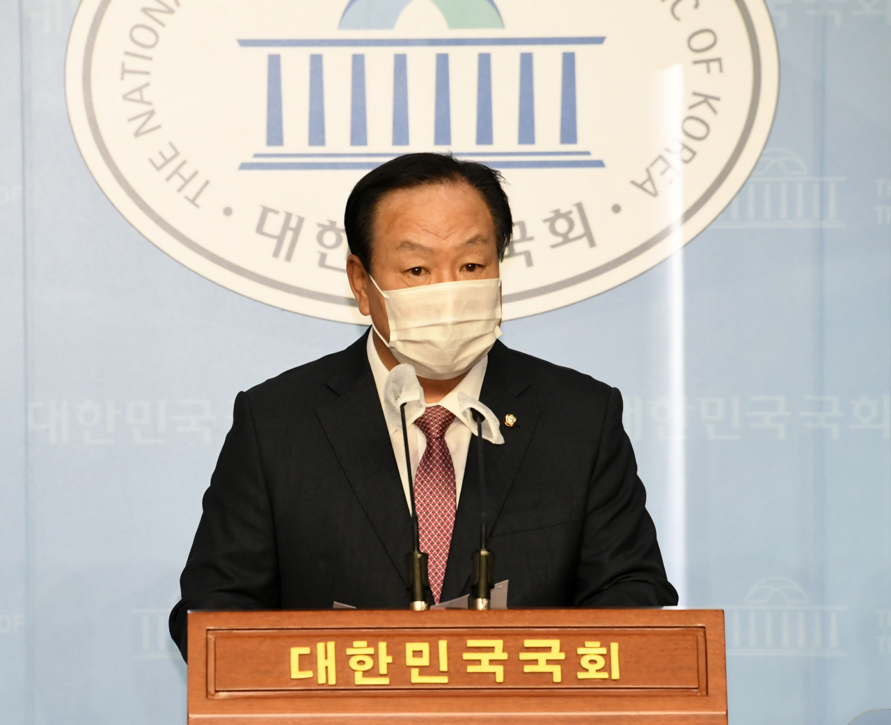 한기호 국회 국방위 국민의힘 간사가 5일 서울 여의도 국회 소통관에서 ‘추미애 아들을 위한 민주당 방탄 국감‘ 규탄 기자회견을 하고 있다. [연합]
