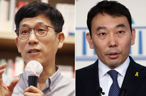 진중권 전 동양대 교수(왼쪽), 김용민 더불어민주당 의원. [연합]
