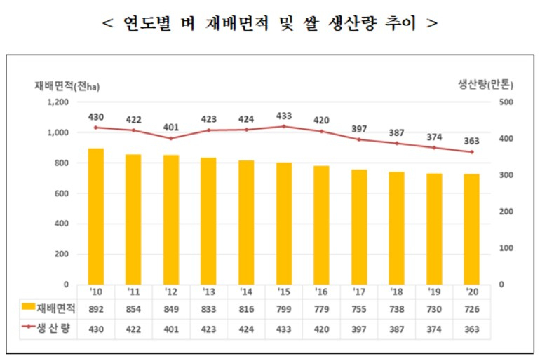 올해 쌀생산량 363.1만t 예측…장마·태풍에 3%↓