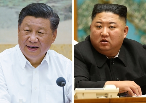 시진핑 중국 국가주석(왼쪽)과 김정은 북한 국무위원장. [연합]
