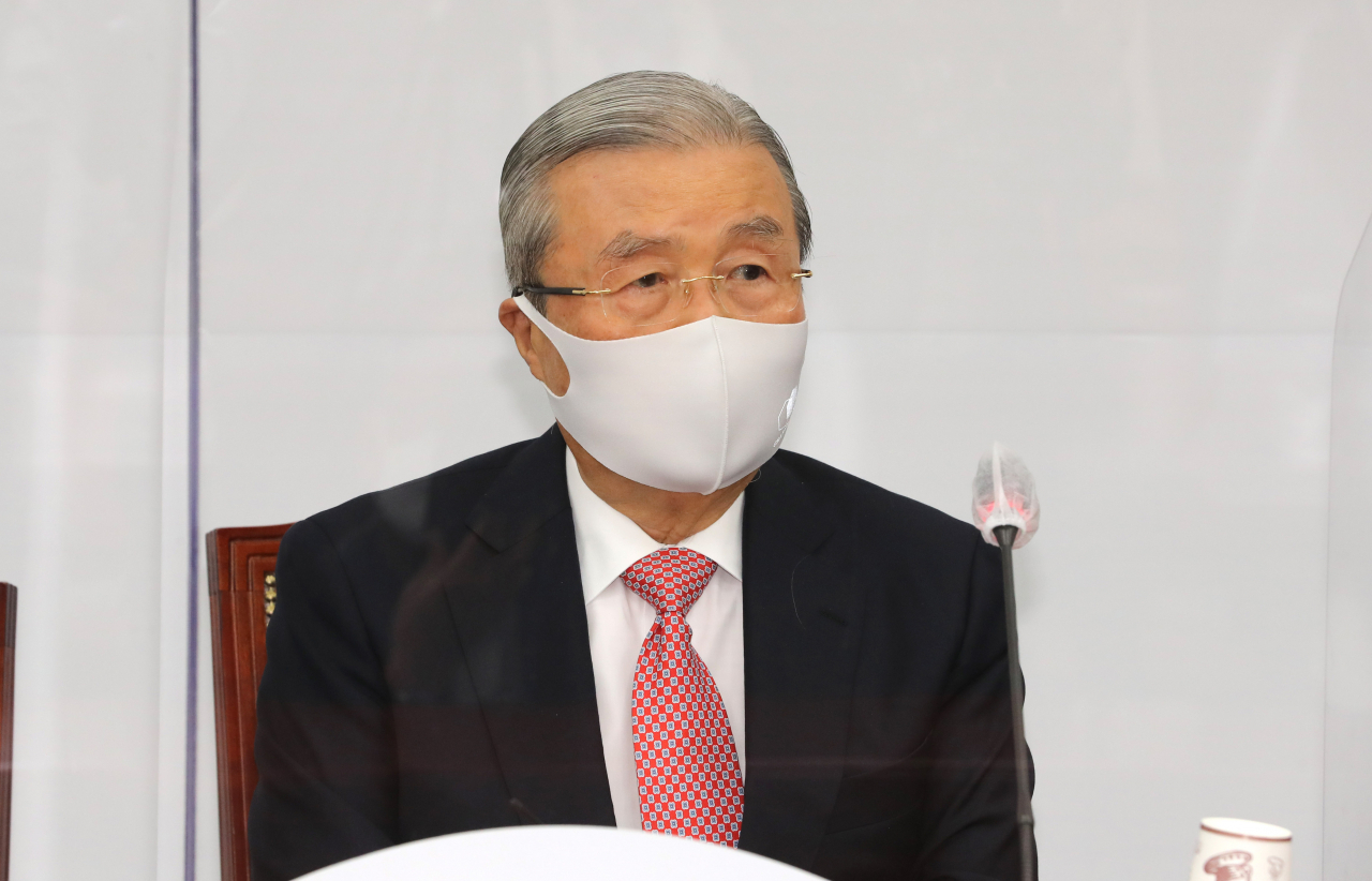 김종인 국민의힘 비상대책위원장이 12일 오전 서울 여의도 국회에서 열린 비상대책위원회의에서 발언하고 있다. [연합]