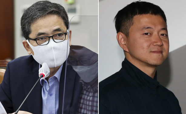 곽상도 국민의힘 의원(왼쪽)과 문재인 대통령의 아들 문준용 씨. [연합]