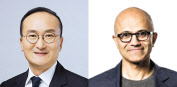 이석희(왼쪽) SK하이닉스 사장, 사티아 나델라 마이크로소프트 CEO [각사 제공]