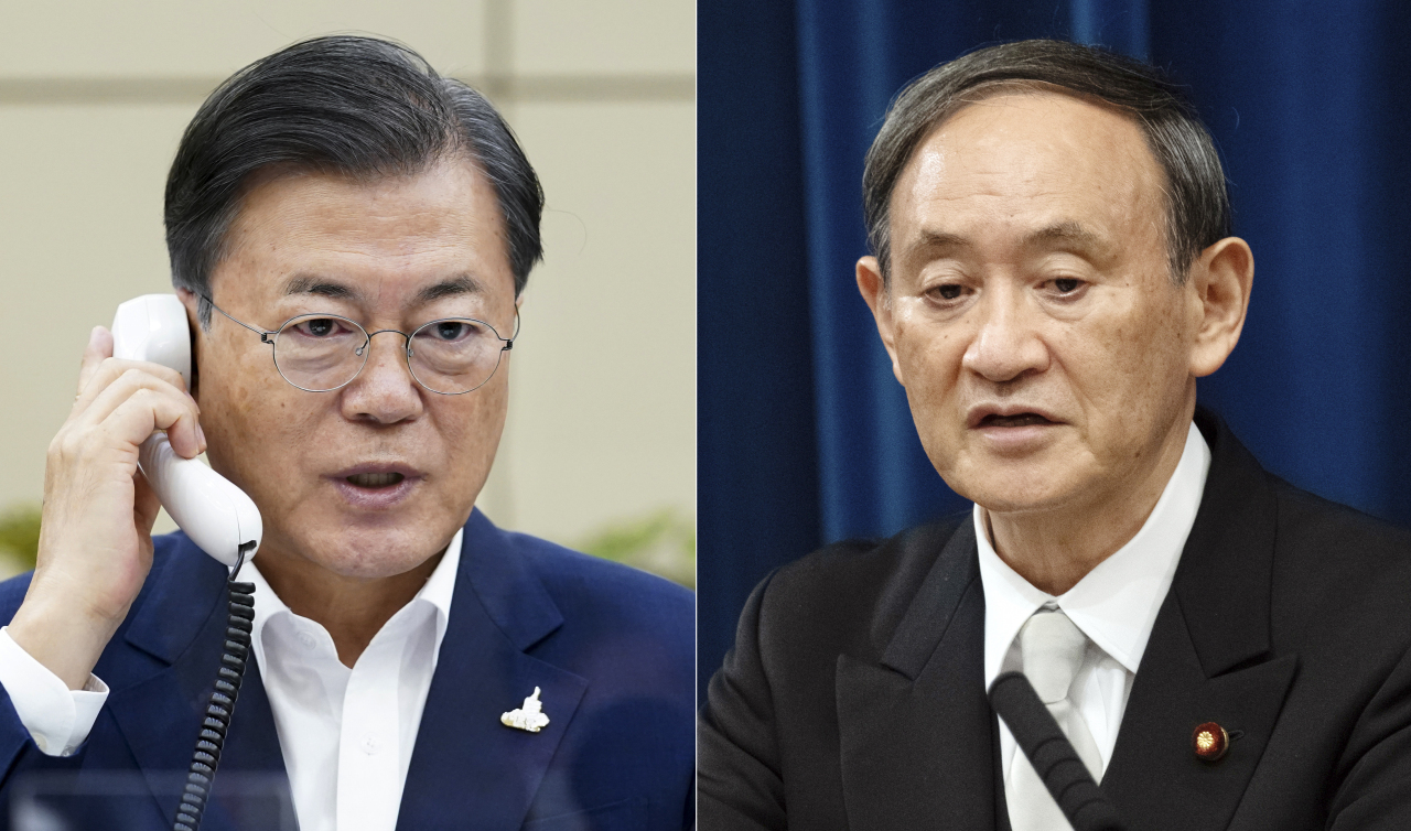 President Moon Jae-in and Japanese Prime Minister Yoshihide Suga (Cheong Wa Dae)